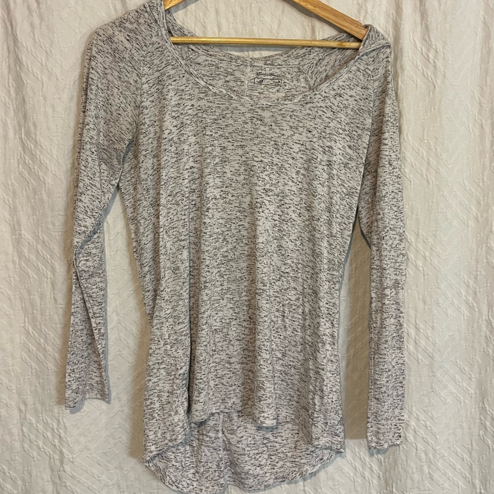 Heather gray Eddie Bauer hooded high low tunic size medium